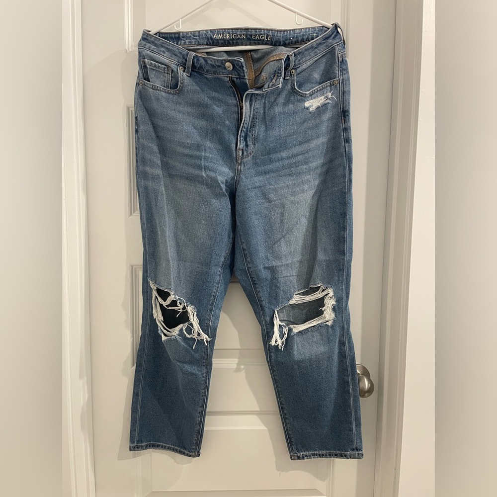 American Eagle Outfitters Ripped Blue Mom Jean